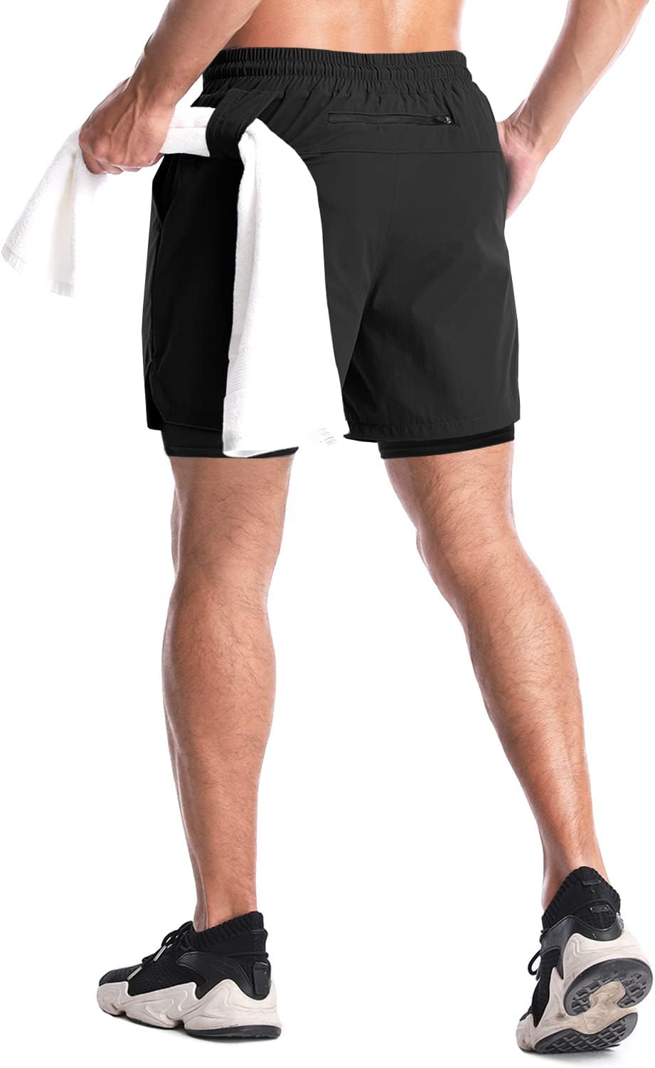 Men's 2 in 1 Running Shorts 5" Workout Gym Athletic Shorts for Men Quick Dry Lightweight Training Shorts with Pockets