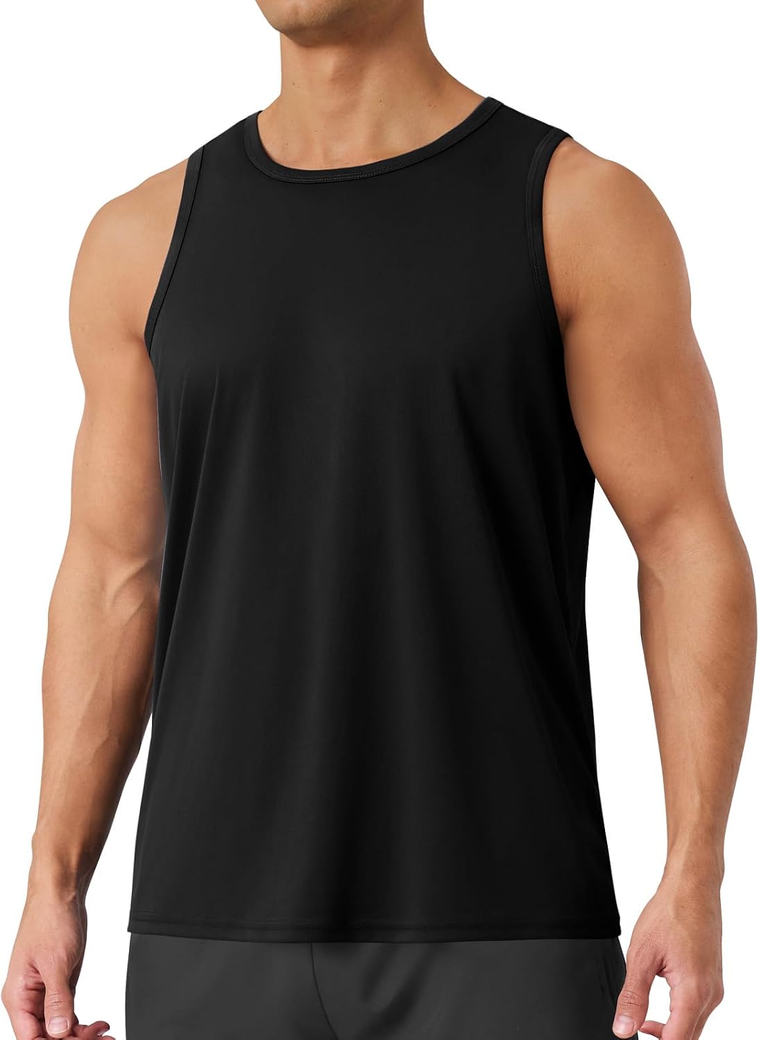 Tank Tops Men - Summer Black Quick Dry Moisture Wicking Workout Muscle Sleeveless Shirts for Gym Running Beach