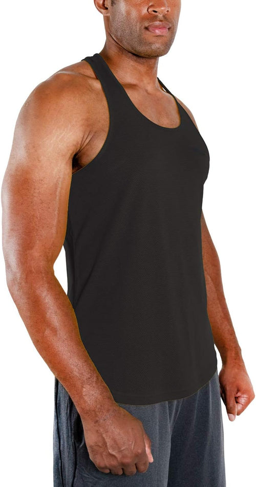 3 Pack Men's Y-Back Dry Fit Muscle Gym Workout Tank Top