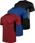 3 Pack Men's Workout Shirts Dry Fit Short Sleeve Athletic Gym Running T Shirts with Mesh Sides Moisture Wicking