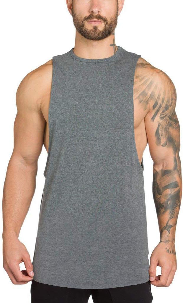 Men's Muscle Cut Off Gym Workout Stringer Tank Tops Bodybuilding Fitness T-Shirts
