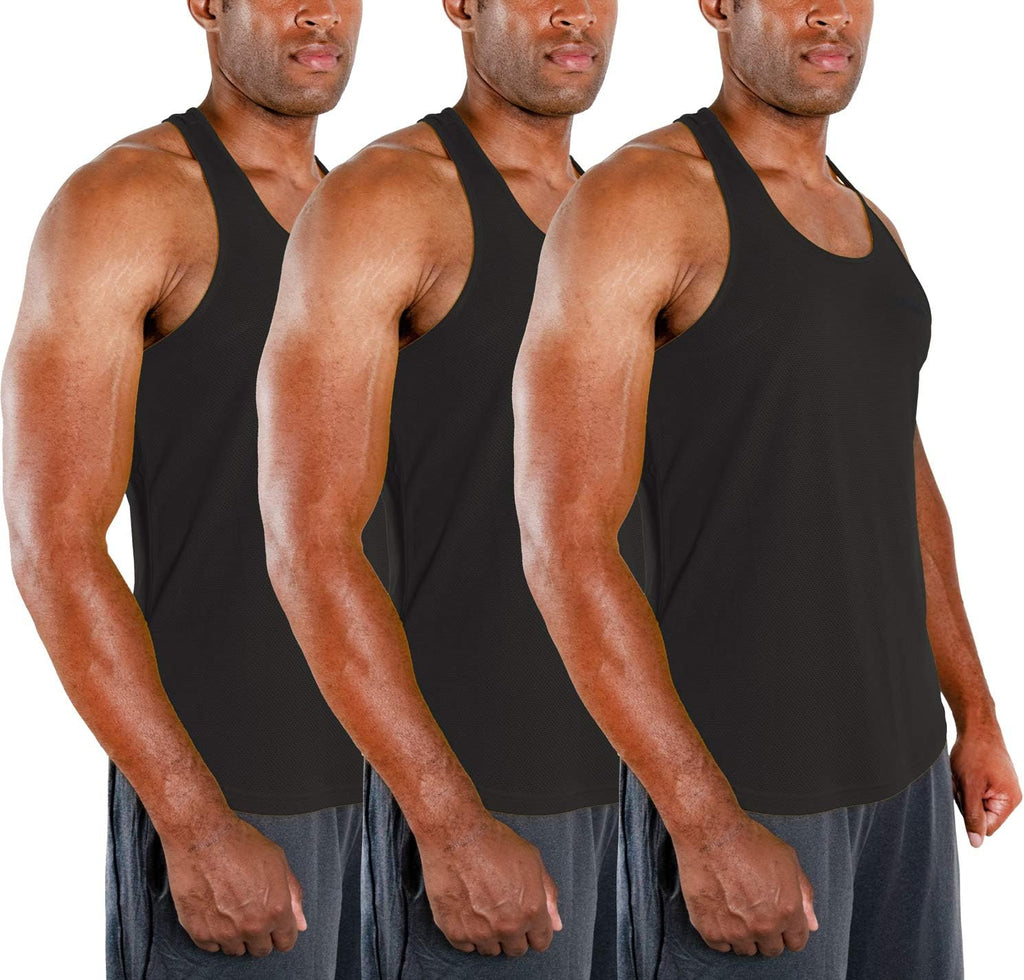 3 Pack Men's Y-Back Dry Fit Muscle Gym Workout Tank Top