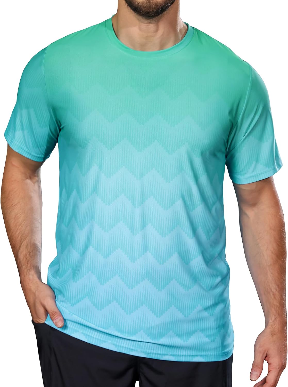 Men's Athletic T-Shirts Moisture Wicking Cooling Performance Quick Dry Short Sleeve Workout Gym Top Running Tees