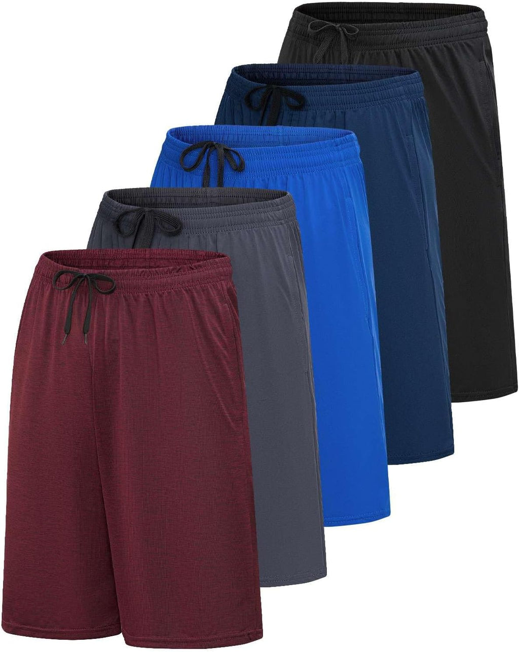 Men’s 5 Pack: 9" Dry-Fit Shorts – Athletic Gym, Workout, Basketball, Running, Casual Lounge Active Pockets