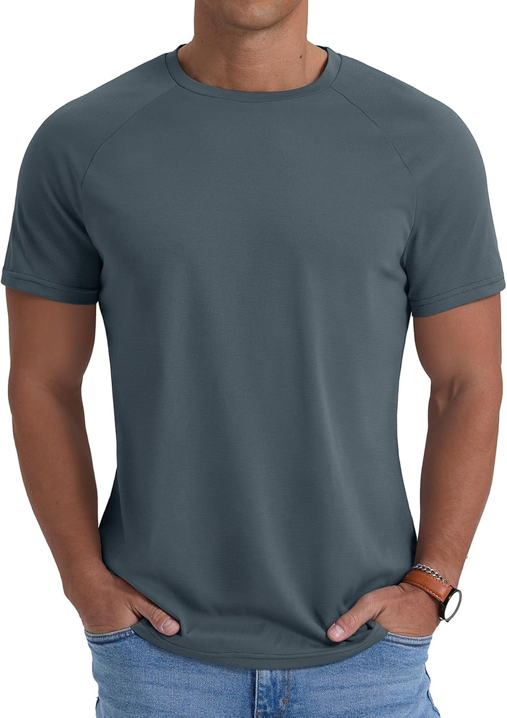 Men's T-Shirt Short Sleeve Quick Dry Shirts Lightweight Workout Athletic Tees for Running, Beach, Hiking