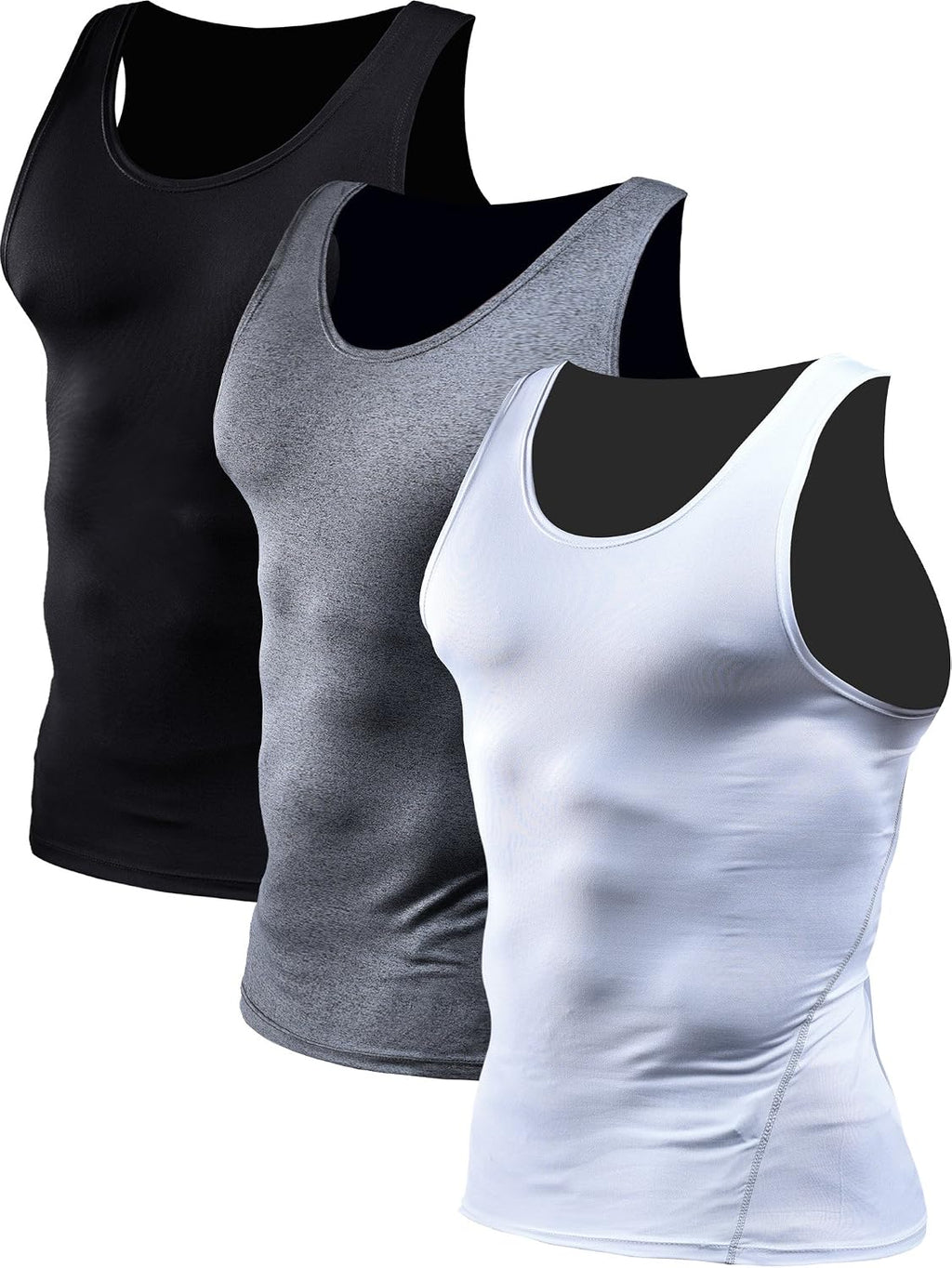 Men's 3 Pack Athletic Compression Under Base Layer Sport Tank Top