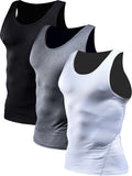 Men's 3 Pack Athletic Compression Under Base Layer Sport Tank Top