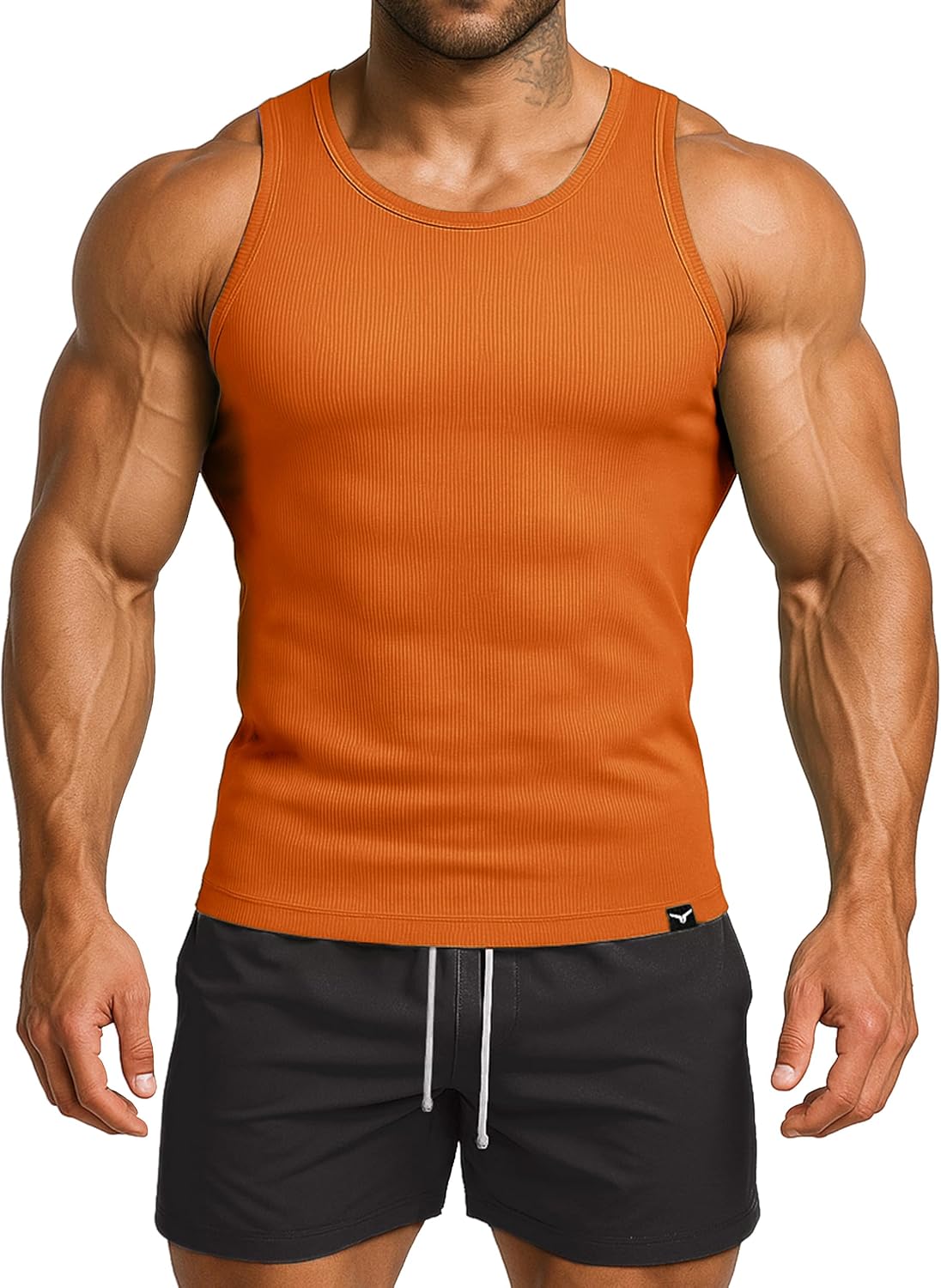 Men's Ribbed Workout Tank Tops Fitness Muscle Gym Tanks Sleeveless Bodybuilding Shirts