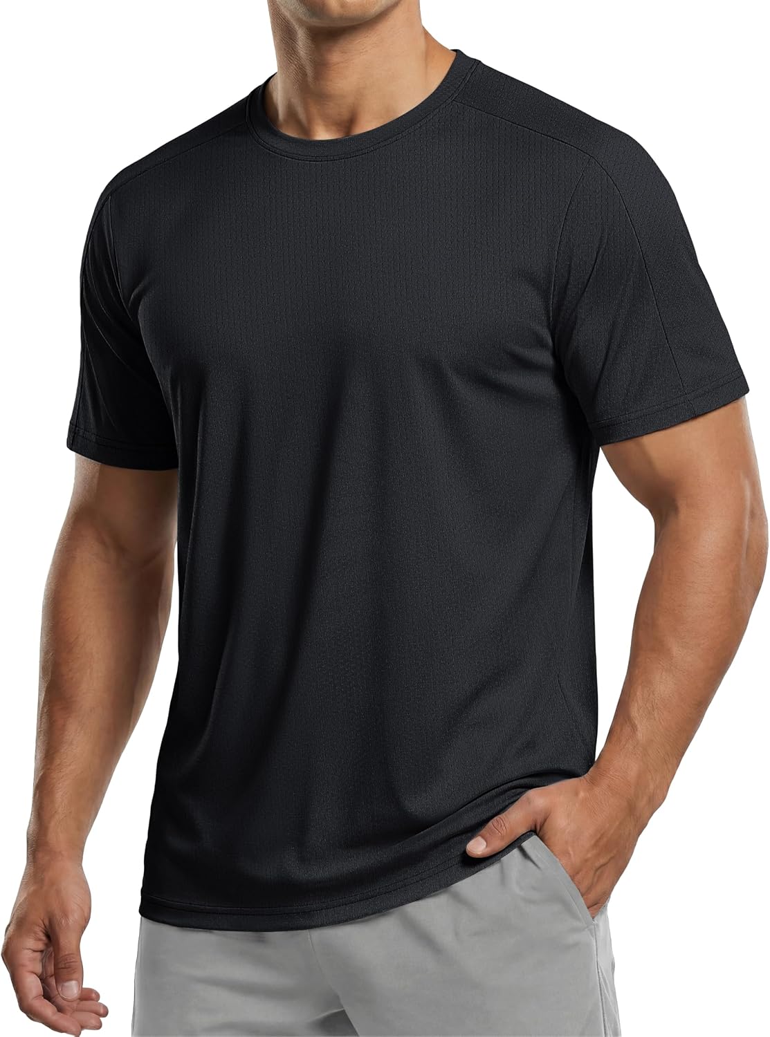 Mens Workout Dry Fit Shirts Athletic Moisture Wicking Running Gym Mesh Shirt Performance Lightweight T-Shirts