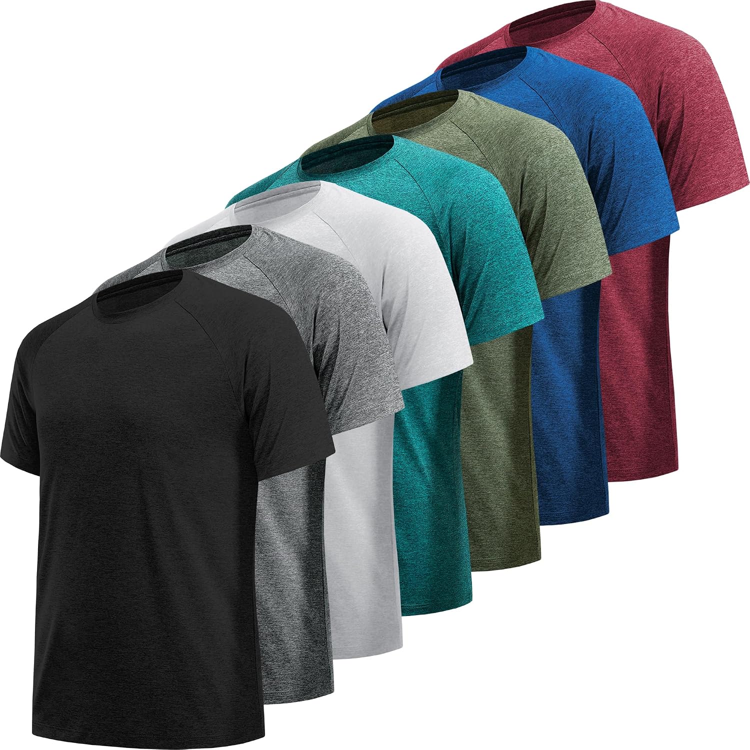 7 Pack Workout Shirts for Men Quick Dry Moisture Wicking Mens Gym Shirts Athletic T-Shirts