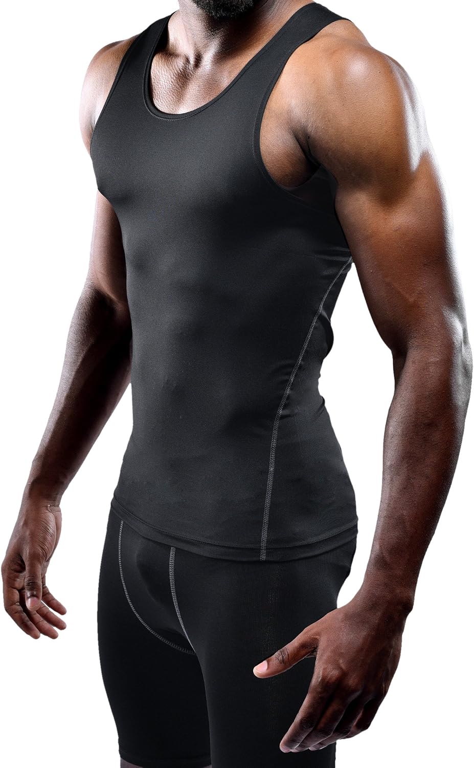 Men's 3 Pack Athletic Compression Under Base Layer Sport Tank Top